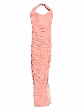 Babyboo Pink Ruched Halter Bodycon Maxi Dress Size Small